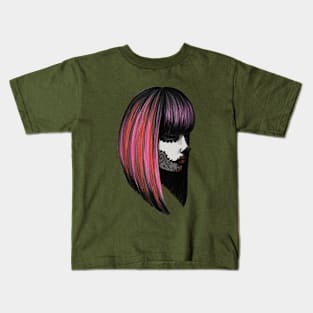 Purple hair skull girl Kids T-Shirt